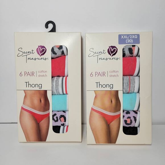 2 Women's Secret Treasures Thong No Show Underwear Panties 6 Pair Packs Size XXL - Picture 1 of 4